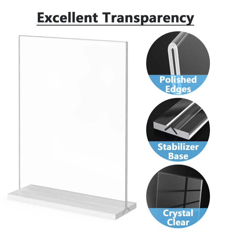 MaxGear Acrylic Sign Holder 8.5x11 6 Pack, Double Sided Clear Table Signs Stand, Vertical Flyer Holder, Plastic Sign Frame Display for Picture, Stores, Restaurants, Hotels, Office T Shape - Image 4
